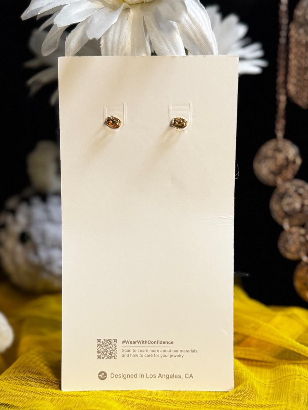 ettika Rose Pearl Linear Drop Earrings in Soft Pink and Gold - Picture 2 of 2